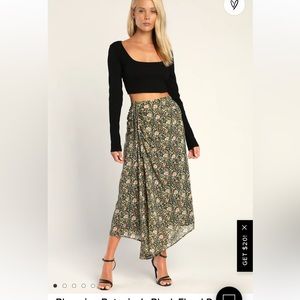 Blooming botanicals ruched midi skirt